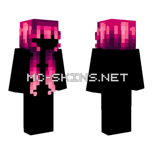 Female HB Jaw Breaker Purple Pink Fade Minecraft skin, front and back