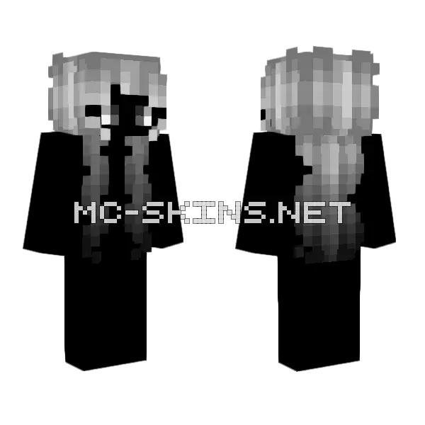 Female HB Light Gray Fade Black v2 Minecraft skin, front and back