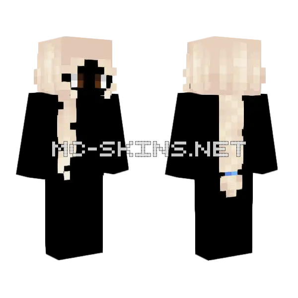 Female HB Long Blonde Back Braid V2 Minecraft skin, front and back