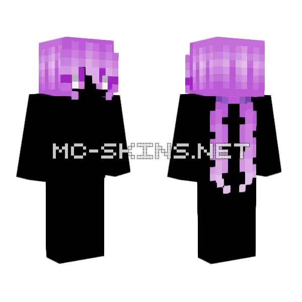 Female HB Long Curly Pink Back Pigtails Minecraft skin, front and back