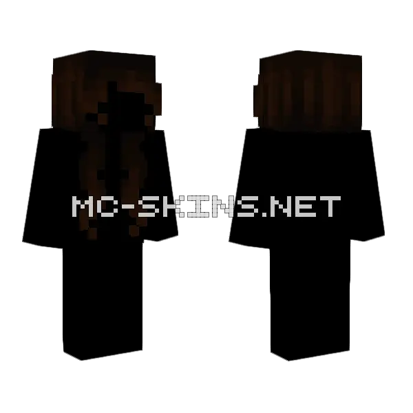 Female HB Long Dark Brown Upper Bangs Minecraft skin, front and back