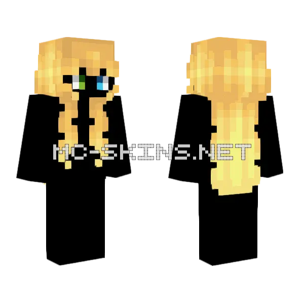 Female HB Long Golden Blonde Minecraft skin, front and back