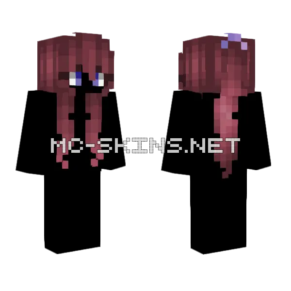 Female Hb Long Ponytail Fermented Rose Minecraft skin, front and back