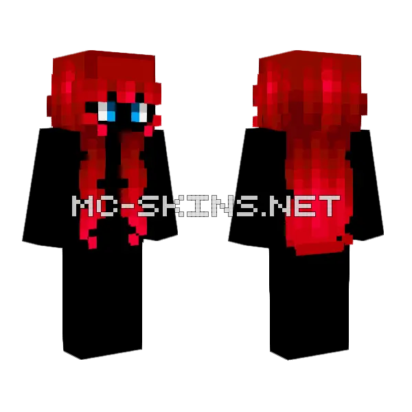 Female HB Long Ruby Redhead Minecraft skin, front and back