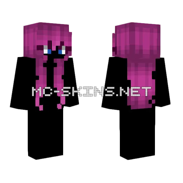 Female Hb Magenta Minecraft skin, front and back
