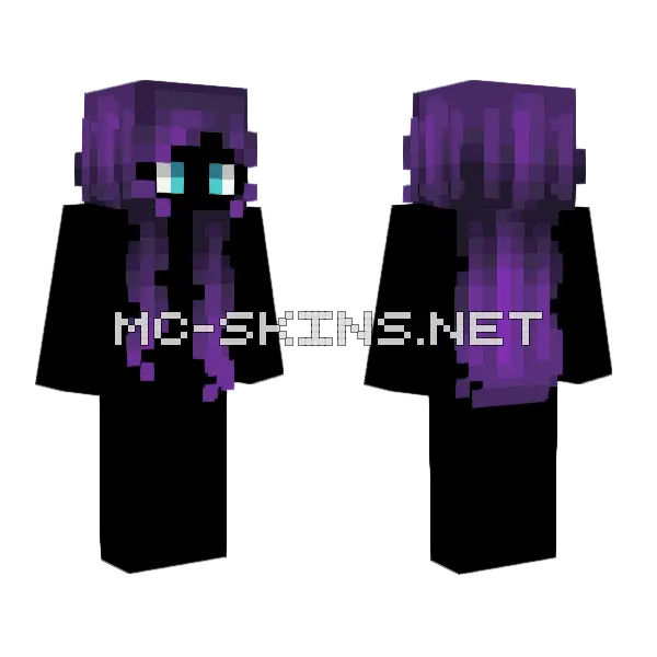 Female HB Midnight Purple Fade V2 Minecraft skin, front and back