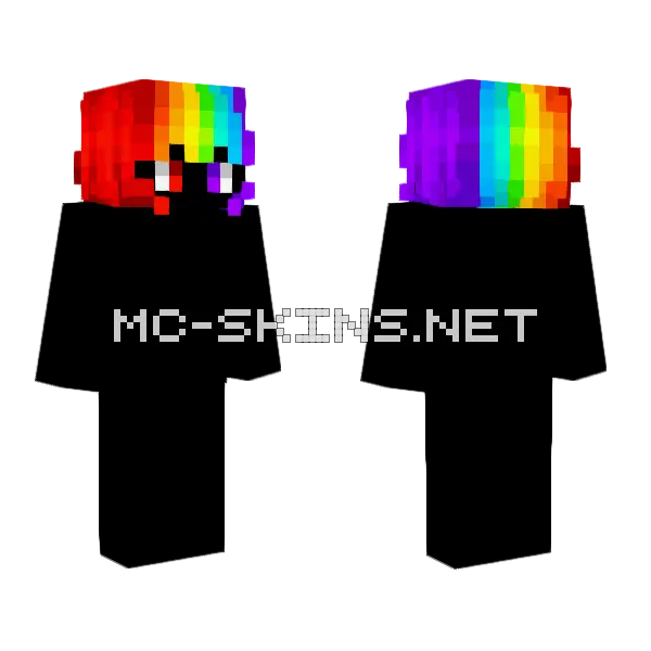 Female HB Neon Rainbow Fade Minecraft skin, front and back