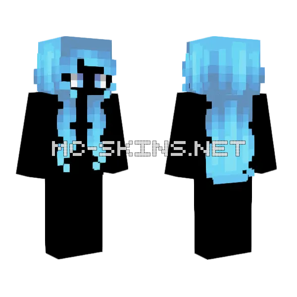 Female HB Pastel Droplet Blue Fade V2 Minecraft skin, front and back