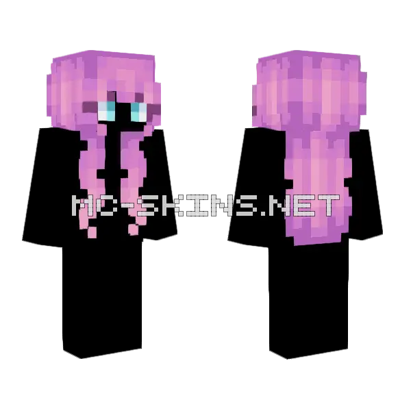 Female HB Pinkish Valentine Purple Minecraft skin, front and back