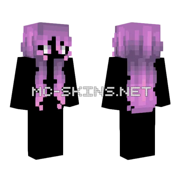 Female HB Purple Pink V2 Minecraft skin, front and back