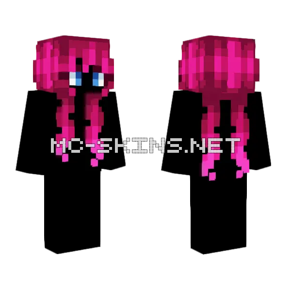 Female Hb Rose Pink Pigtails Minecraft skin, front and back