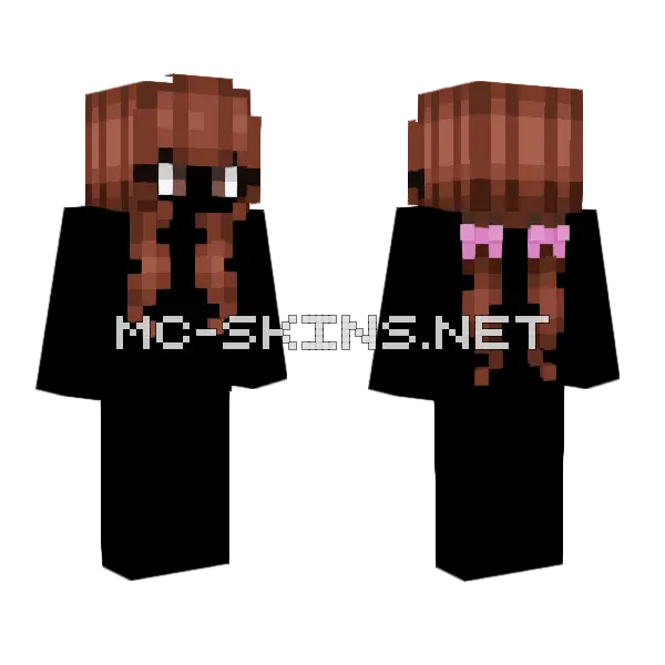 Female HB Rusty Brownish Red Fade Pigtails Minecraft skin, front and back