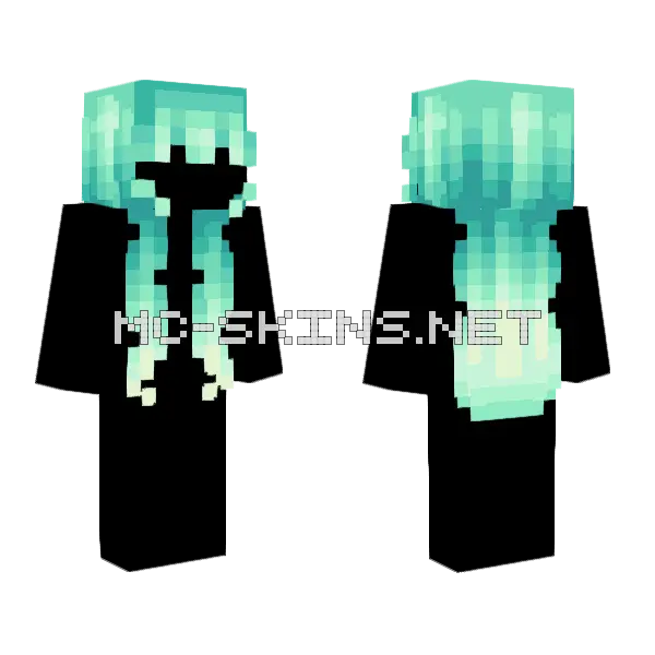 Female Hb Sea Glass Green Ombre Fade V2 Minecraft skin, front and back