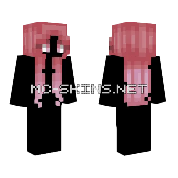 Female HB Split Fade Strawberry Red Minecraft skin, front and back