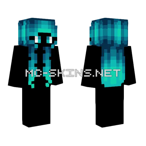 Female HB Teal Fade Minecraft skin, front and back
