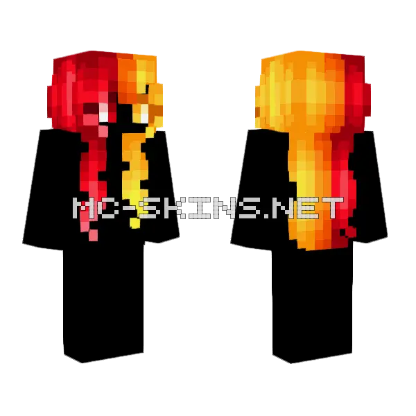 Female Hb Trio Red Orange Yellow V2 Minecraft skin, front and back