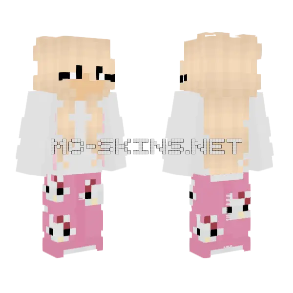 Female Hello Kitty Outfit Minecraft skin, front and back
