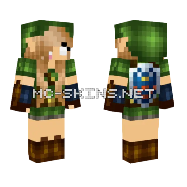 Female Link Herobrine Minecraft skin, front and back