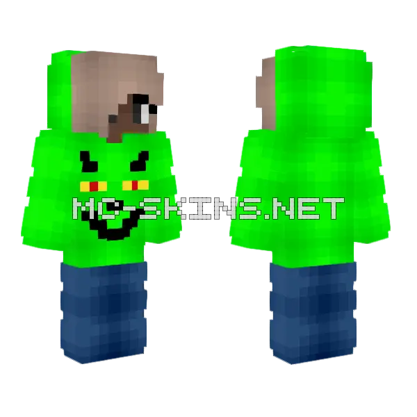Female Mr Grinch Hoodie Minecraft skin, front and back