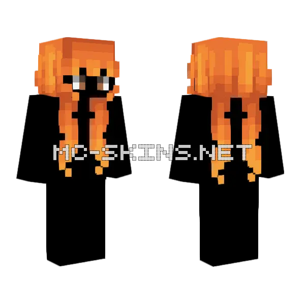 Female Orange Pigtails Minecraft skin, front and back
