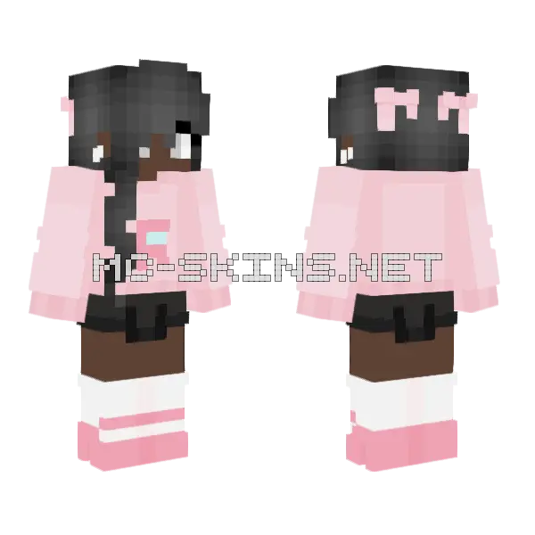 Female Pink Outfit Skirt Highheels Minecraft skin, front and back