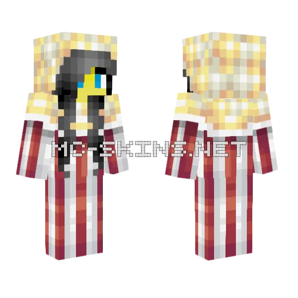 Female Popcorn Onesie Minecraft skin, front and back