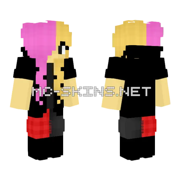 Female Punk Minecraft skin, front and back