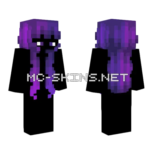 Female Purple Fade Minecraft skin, front and back