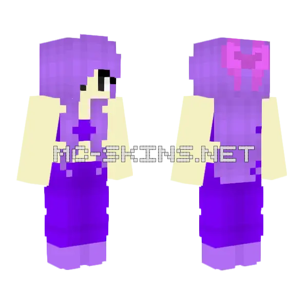 Female Purple Outfit Bow Minecraft skin, front and back