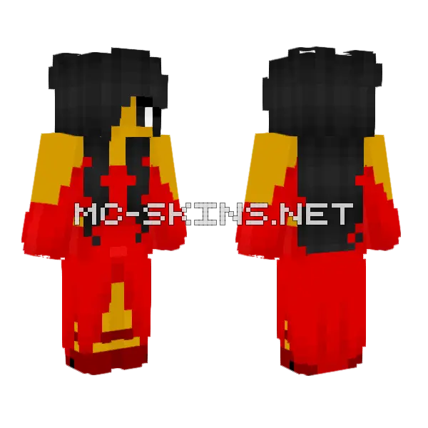 Female Red Dress Minecraft skin, front and back