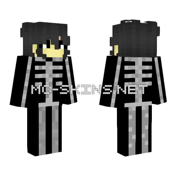 Female Skeleton Minecraft skin, front and back