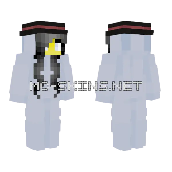 Female Snowman Onesie Hat Minecraft skin, front and back