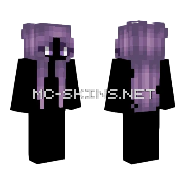 Female Straight Plum Purple Minecraft skin, front and back