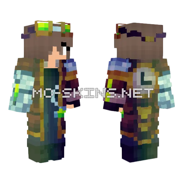 Female Time Traveler Minecraft skin, front and back