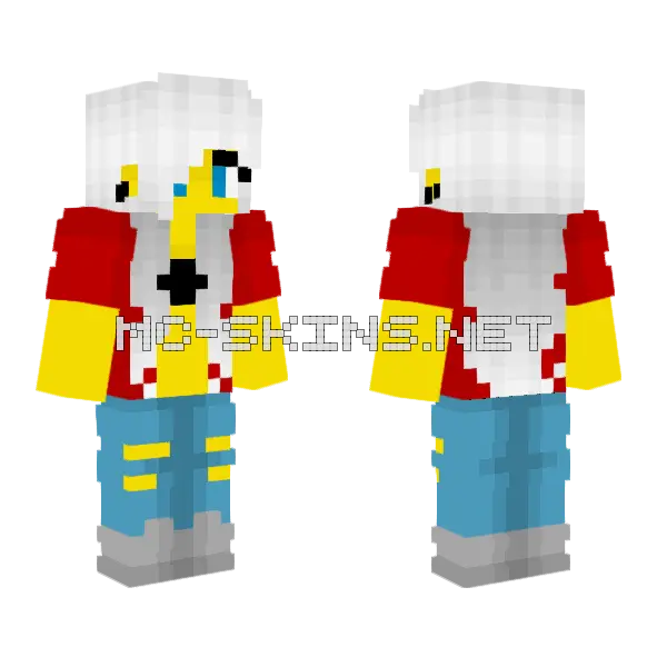 Female White Hair Ripped Jeans Minecraft skin, front and back