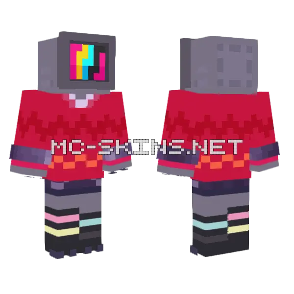 Femboy Clanker Minecraft skin, front and back