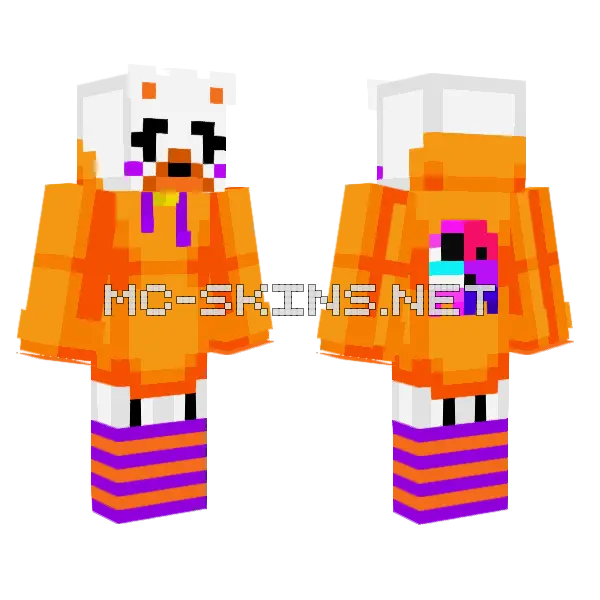 Femboy Lolbit Minecraft skin, front and back