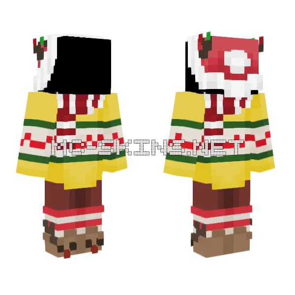 Festive Ob v6 Minecraft skin, front and back