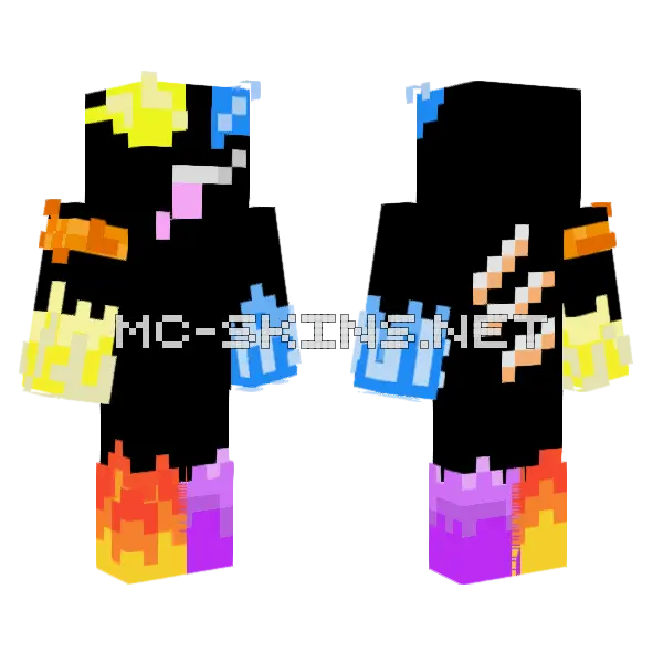 Fiery Demon Character Minecraft skin, front and back