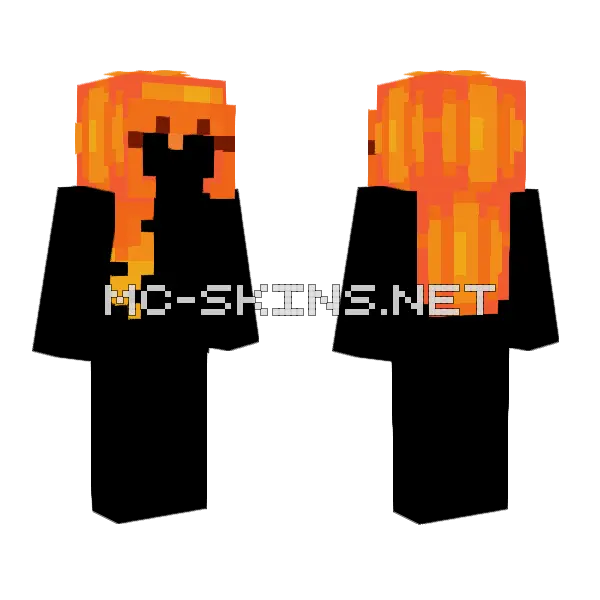 Fiery HB Minecraft skin, front and back