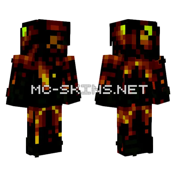 Fiery Lava Boy Minecraft skin, front and back