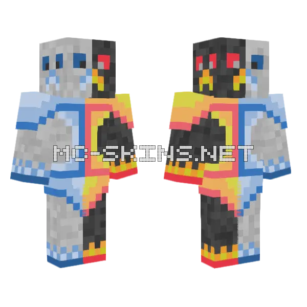Fire and Ice Creeper Minecraft skin, front and back