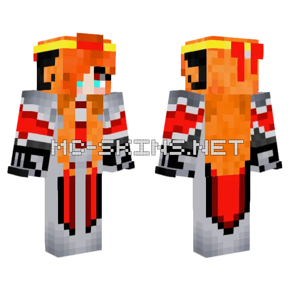 Fire Girl Minecraft skin, front and back