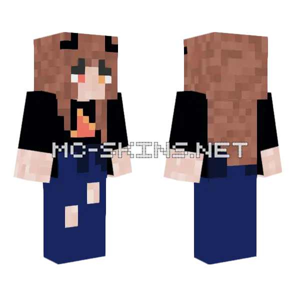 Fire Girl Minecraft skin, front and back