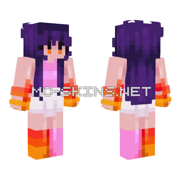 Fire Girl Minecraft skin, front and back