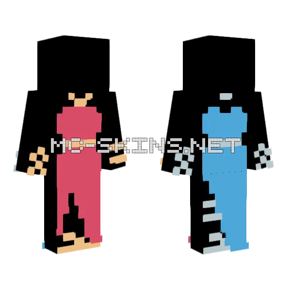 Fire Ice Gold Silver Raffle Minecraft skin, front and back