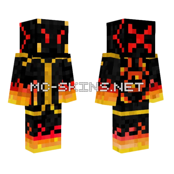 Fire King Minecraft skin, front and back