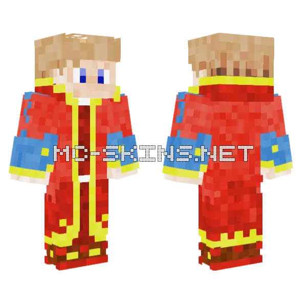 Fire Mage V3 Minecraft skin, front and back