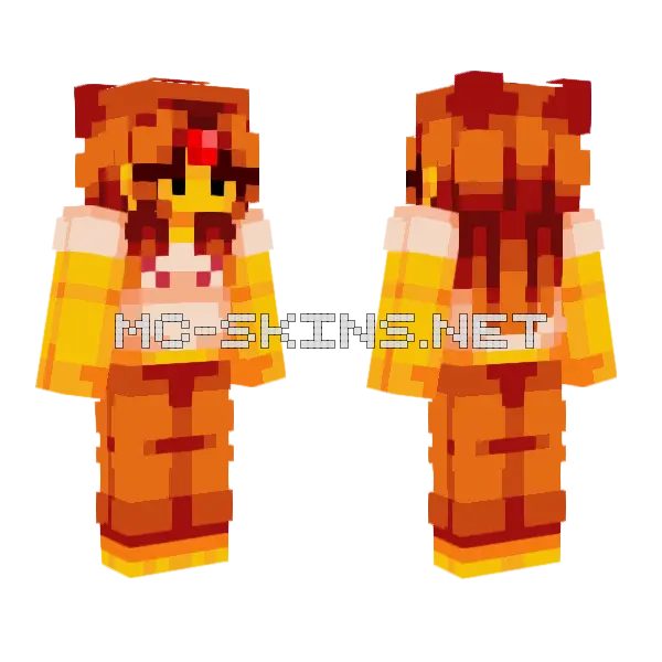 Fire Princess Adventure Time Minecraft skin, front and back