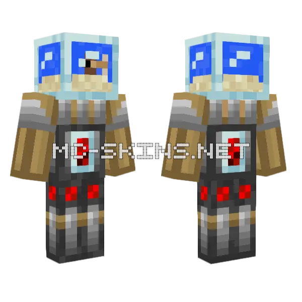 Fish Robot Minecraft skin, front and back